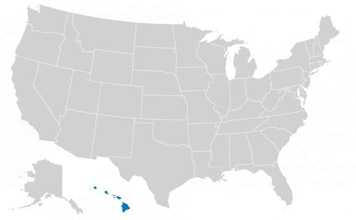 USA map with Hawaii highlight